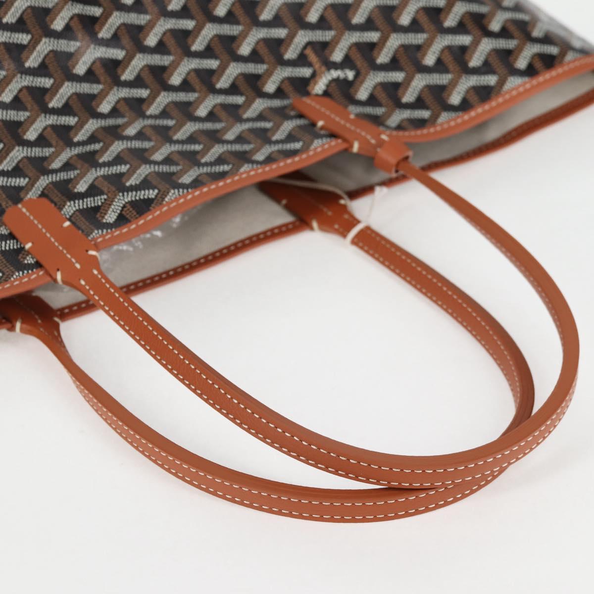 GOYARD Herringbone Saint Louis PM Tote Bag PVC Leather Black Brown Auth 126920SM