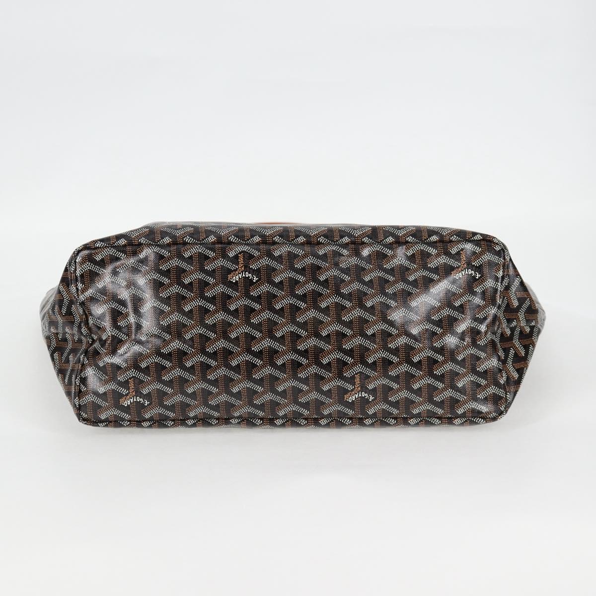 GOYARD Herringbone Saint Louis PM Tote Bag PVC Leather Black Brown Auth 126920SM