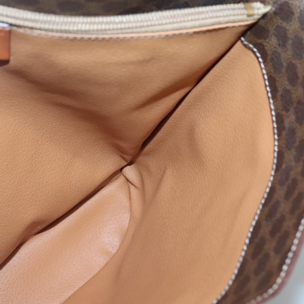 CELINE Macadam Canvas Shoulder Bag PVC Brown Gold Auth 126921