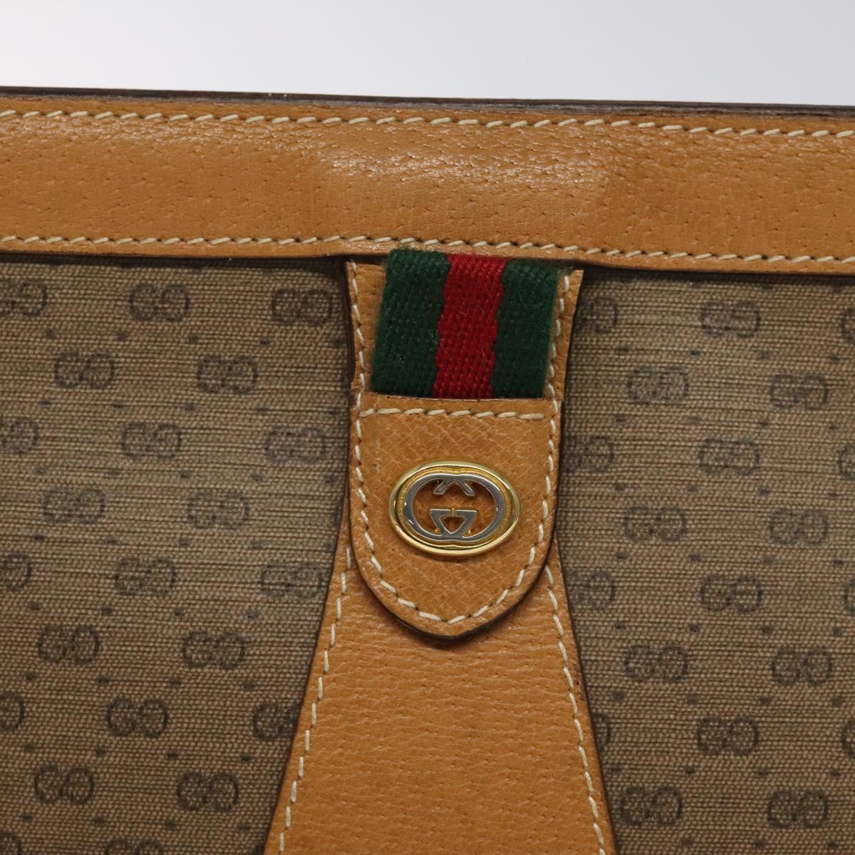 GUCCI Micro GG Supreme Web Sherry Line Bag PVC Beige 156 01 032 Auth 126935