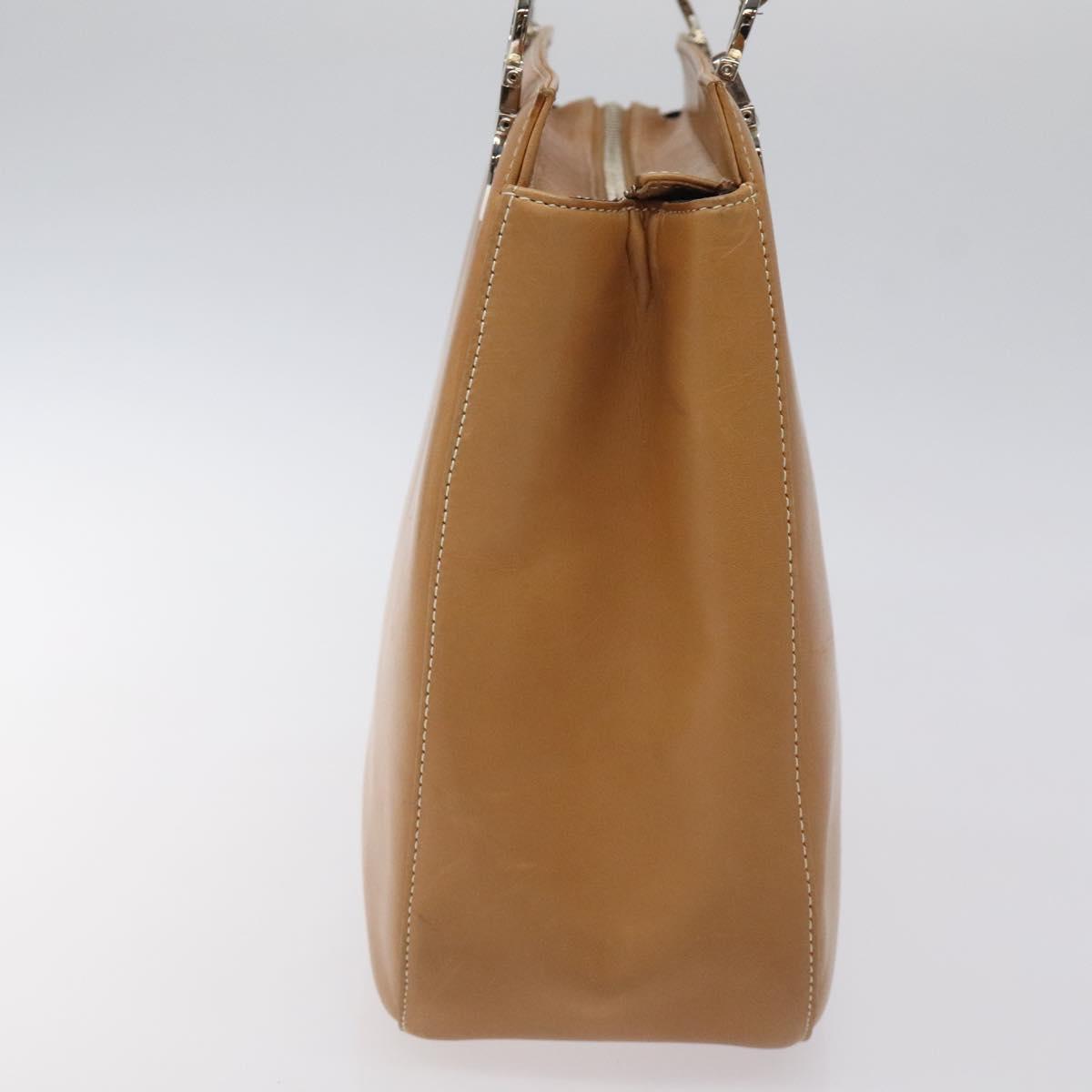 Salvatore Ferragamo Gancini Shoulder Bag Leather Brown Silver Auth 126938