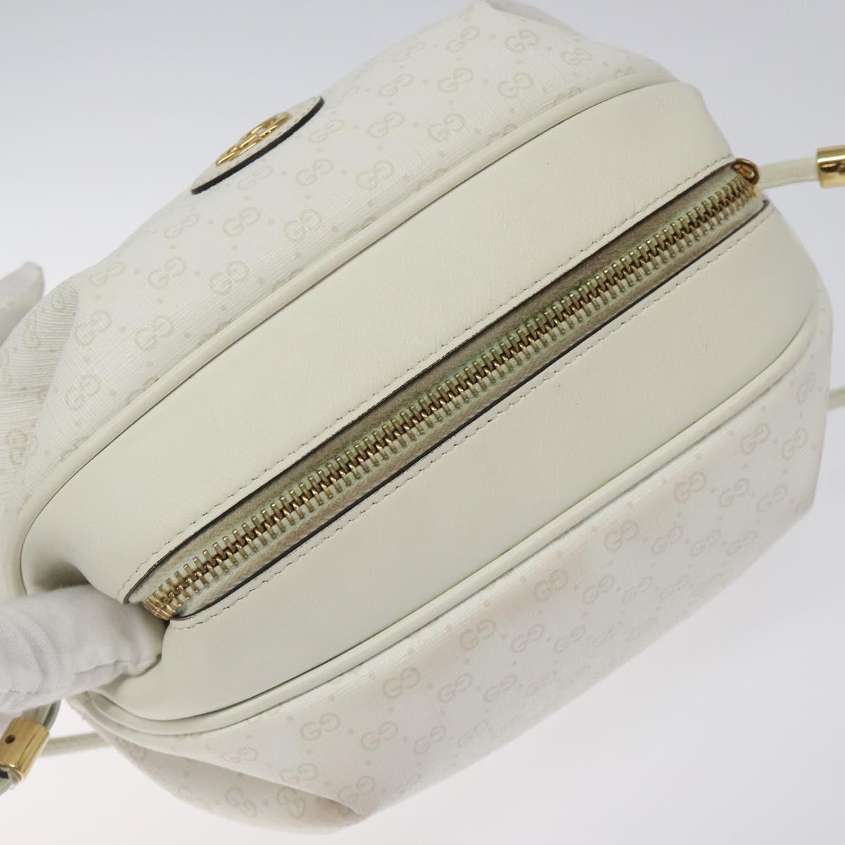 GUCCI Micro GG Supreme Shoulder Bag PVC White Gold 564580 Auth 126953