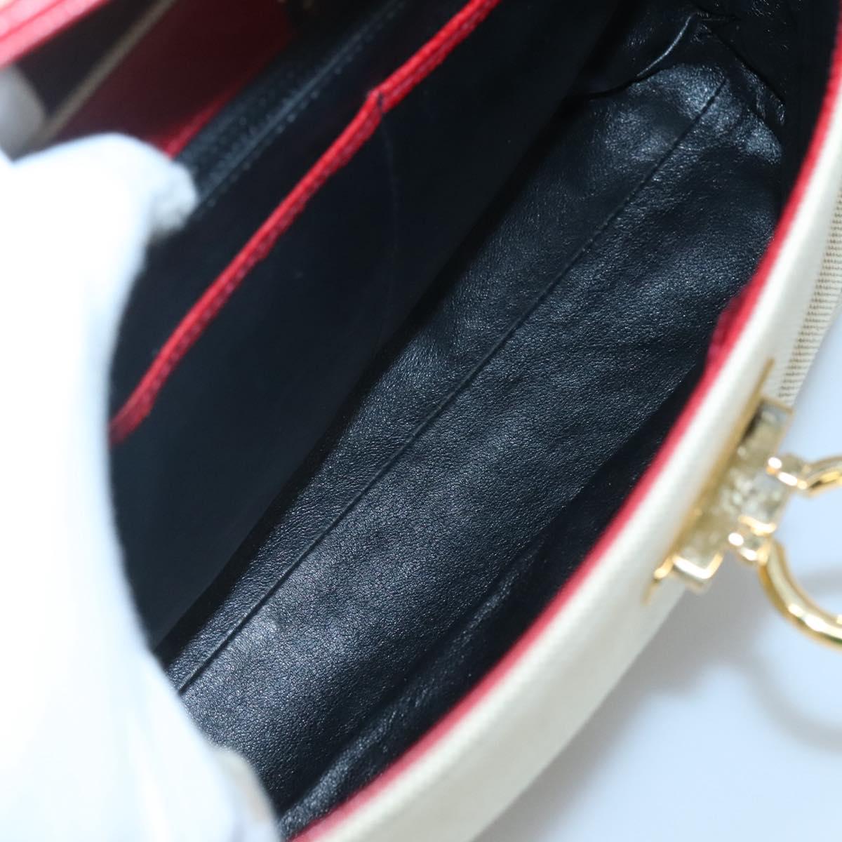 BALLY Hand Bag Canvas 2way Beige Gold Auth 126979