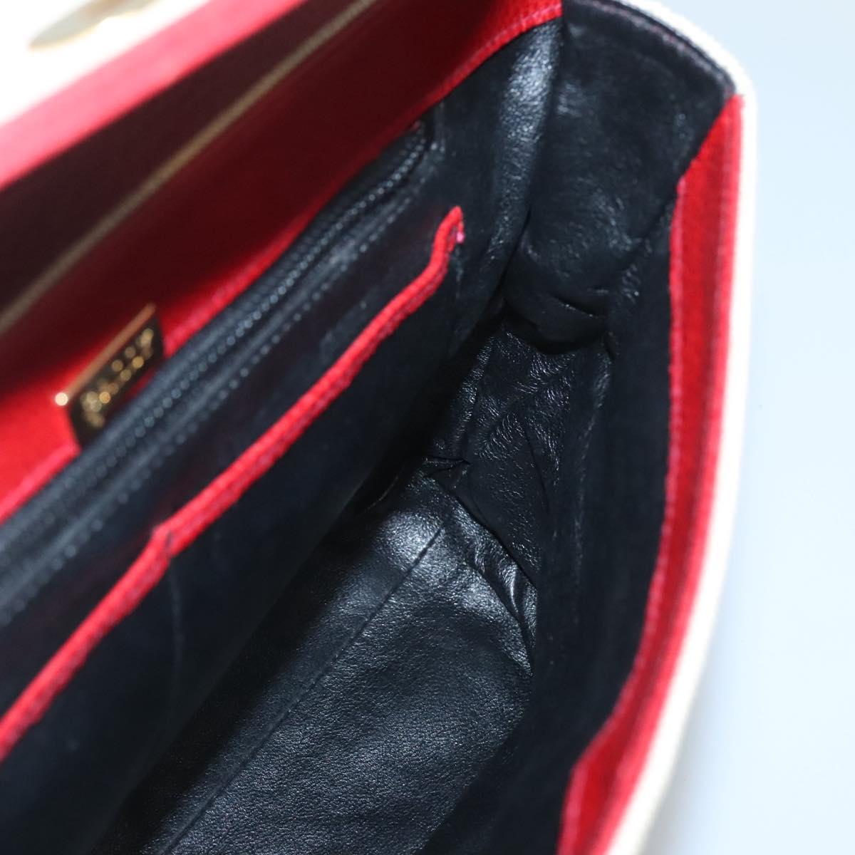 BALLY Hand Bag Canvas 2way Beige Gold Auth 126979