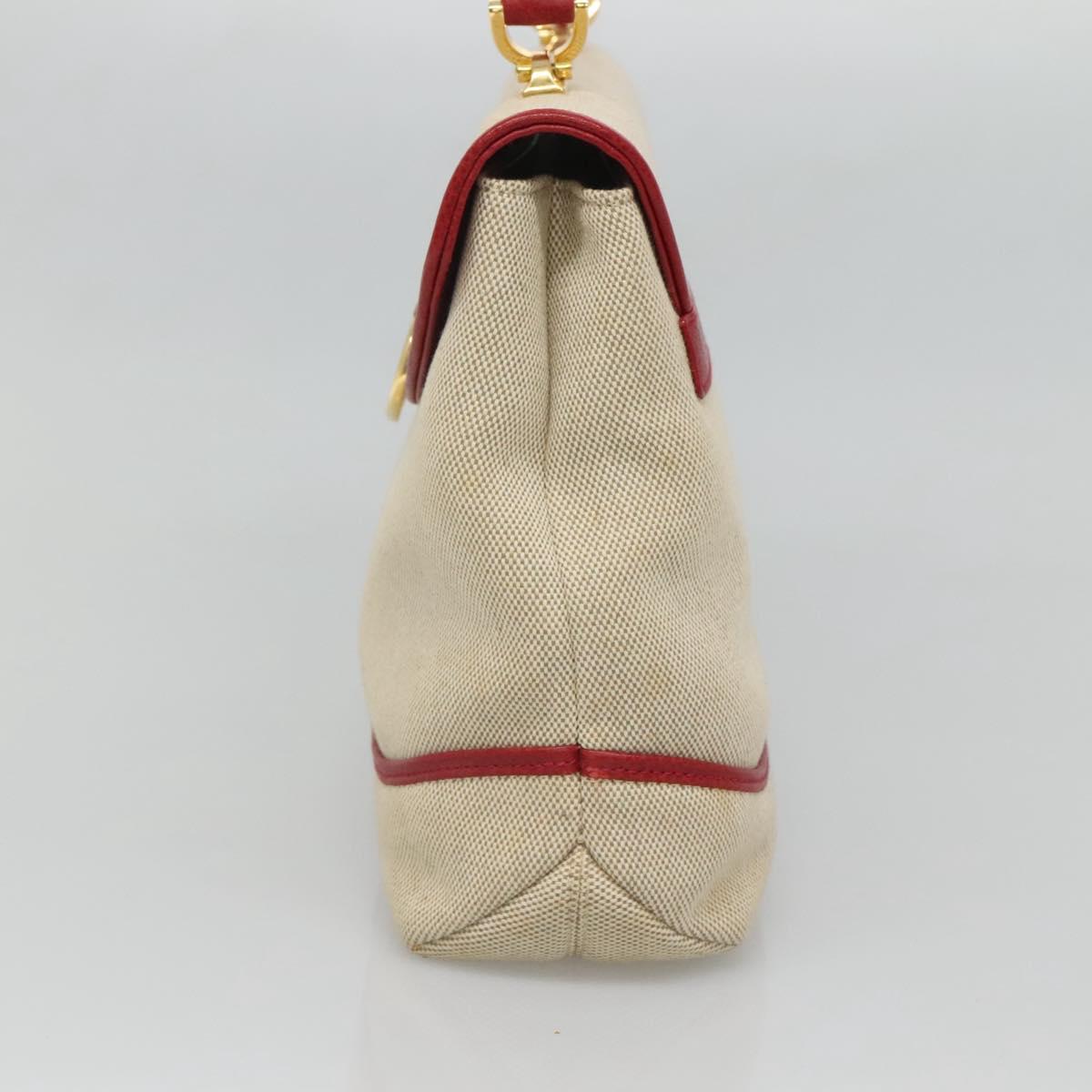 BALLY Hand Bag Canvas 2way Beige Gold Auth 126979