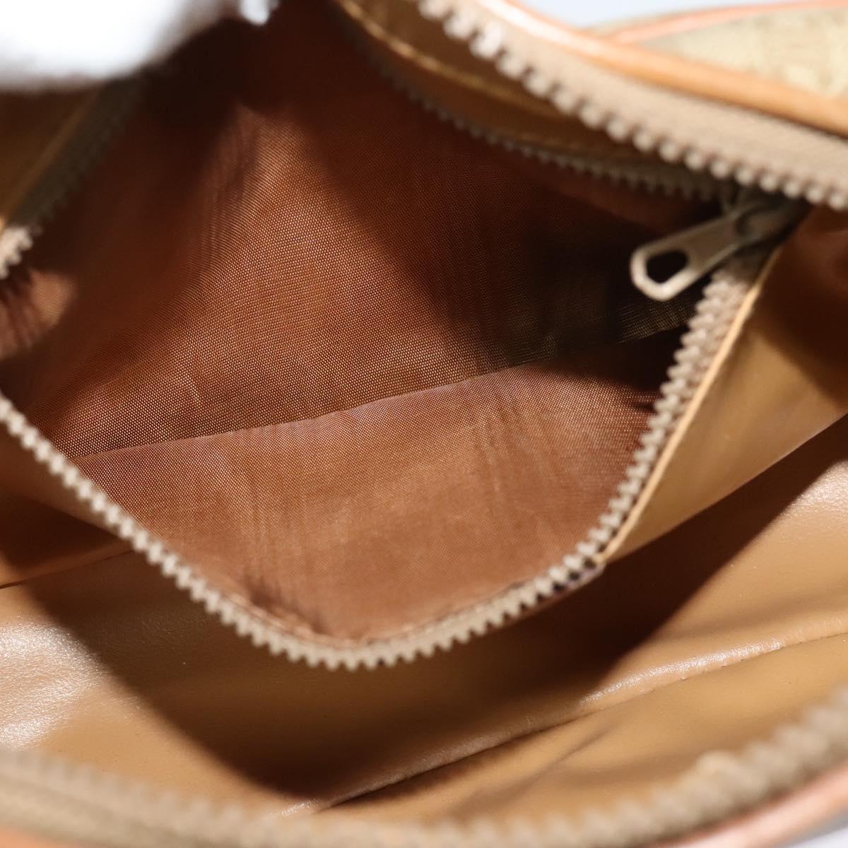 CELINE Macadam Canvas Shoulder Bag Beige Gold Auth 126988
