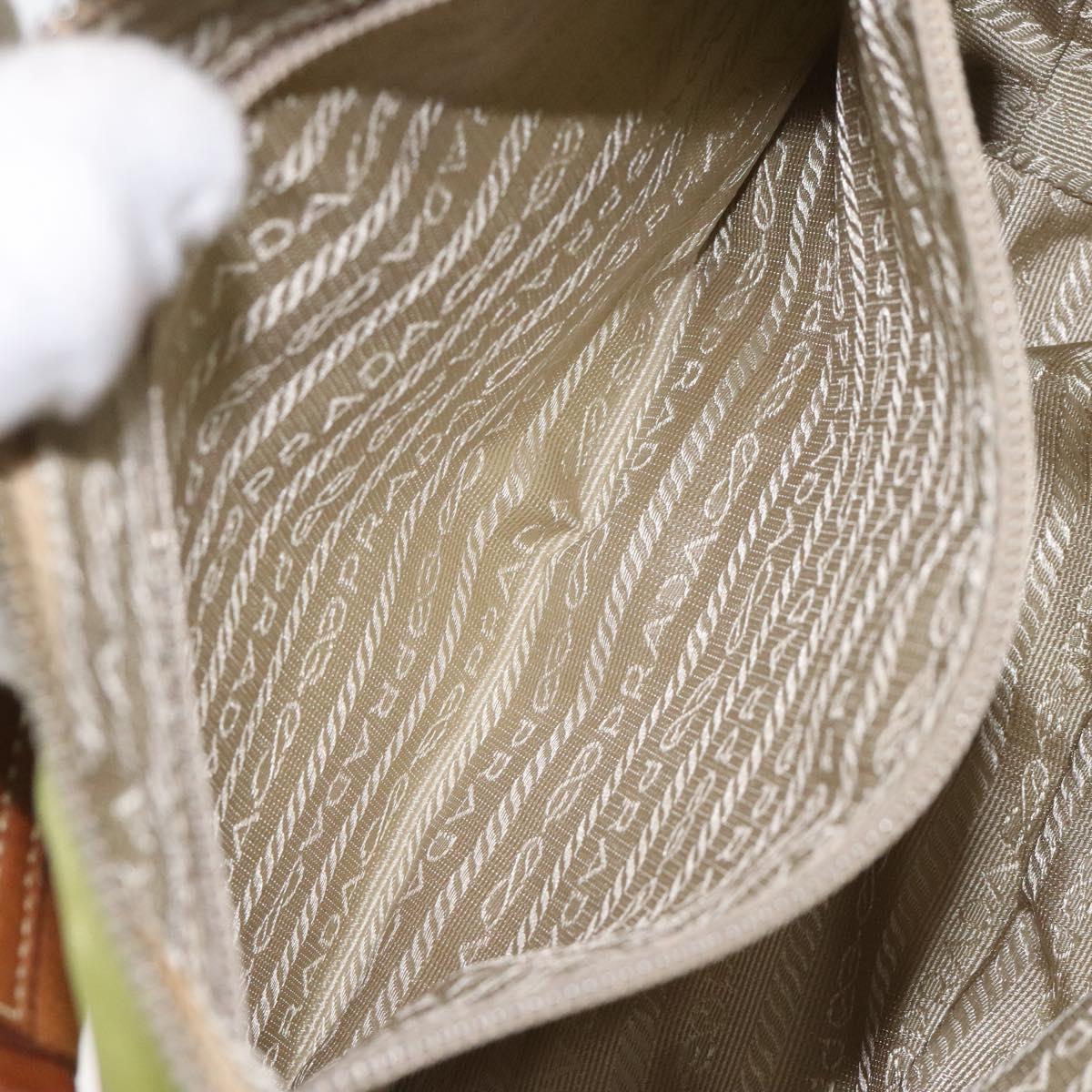 PRADA Shoulder Bag Nylon Silver Light green Auth 126993V