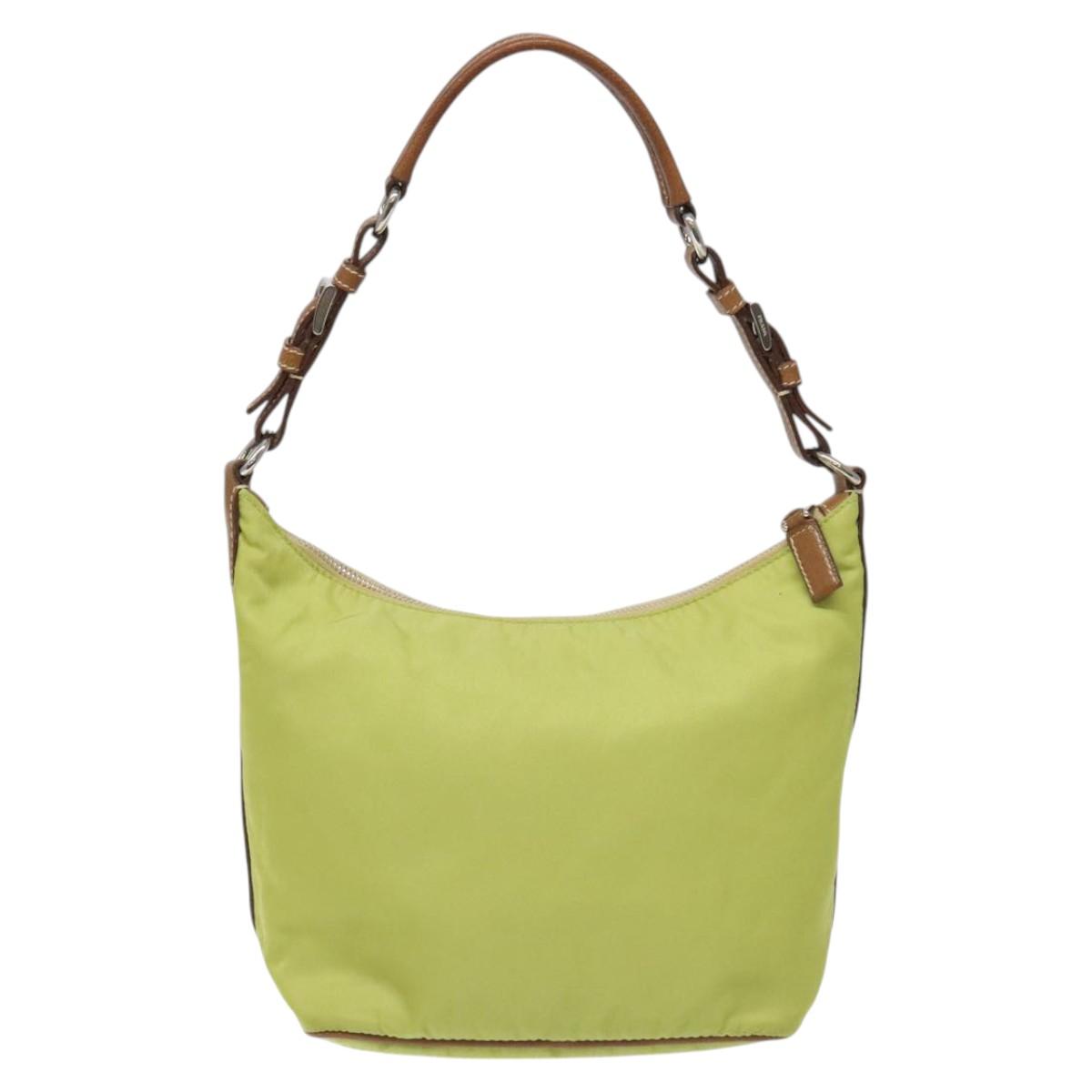 PRADA Shoulder Bag Nylon Silver Light green Auth 126993V