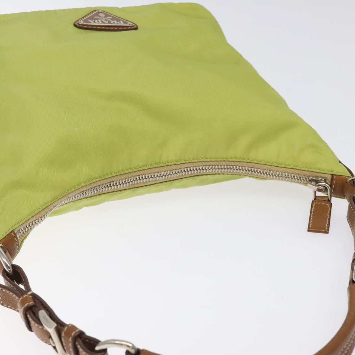 PRADA Shoulder Bag Nylon Silver Light green Auth 126993V