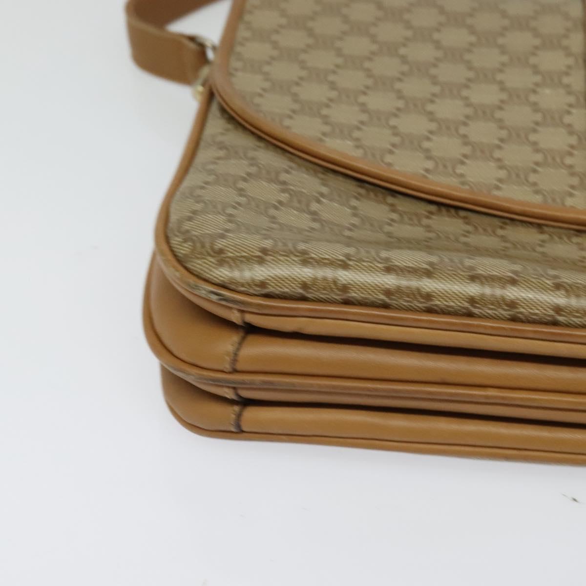 CELINE Macadam Canvas Shoulder Bag PVC Beige Gold Auth 126995