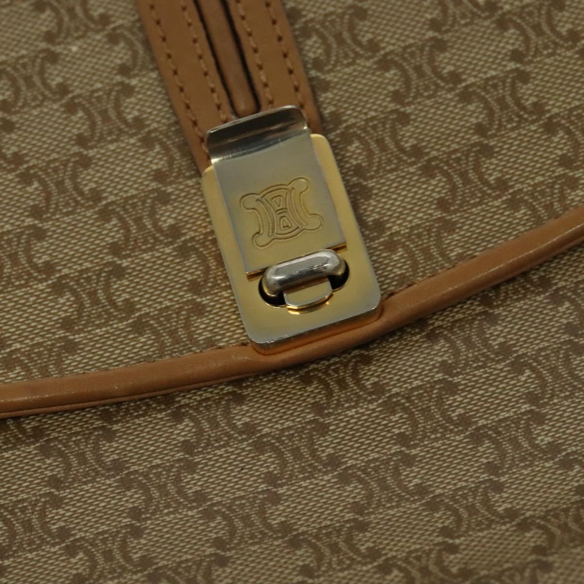 CELINE Macadam Canvas Shoulder Bag PVC Beige Gold Auth 126995