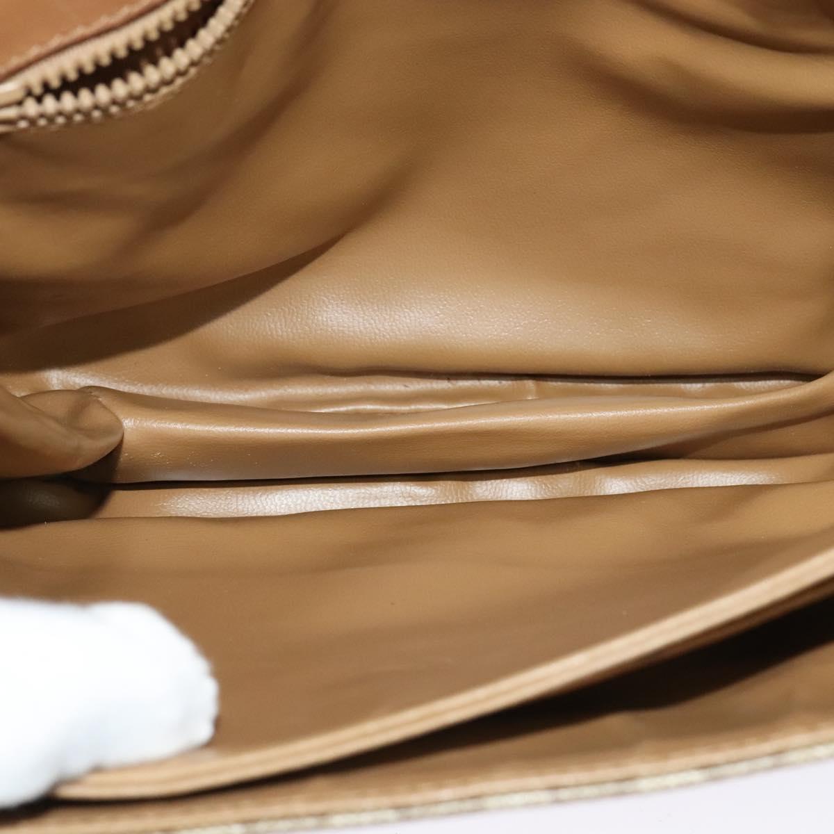 CELINE Macadam Canvas Shoulder Bag PVC Beige Gold Auth 126995