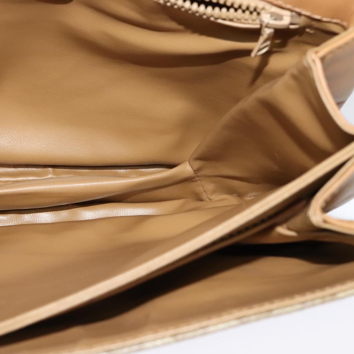 CELINE Macadam Canvas Shoulder Bag PVC Beige Gold Auth 126995