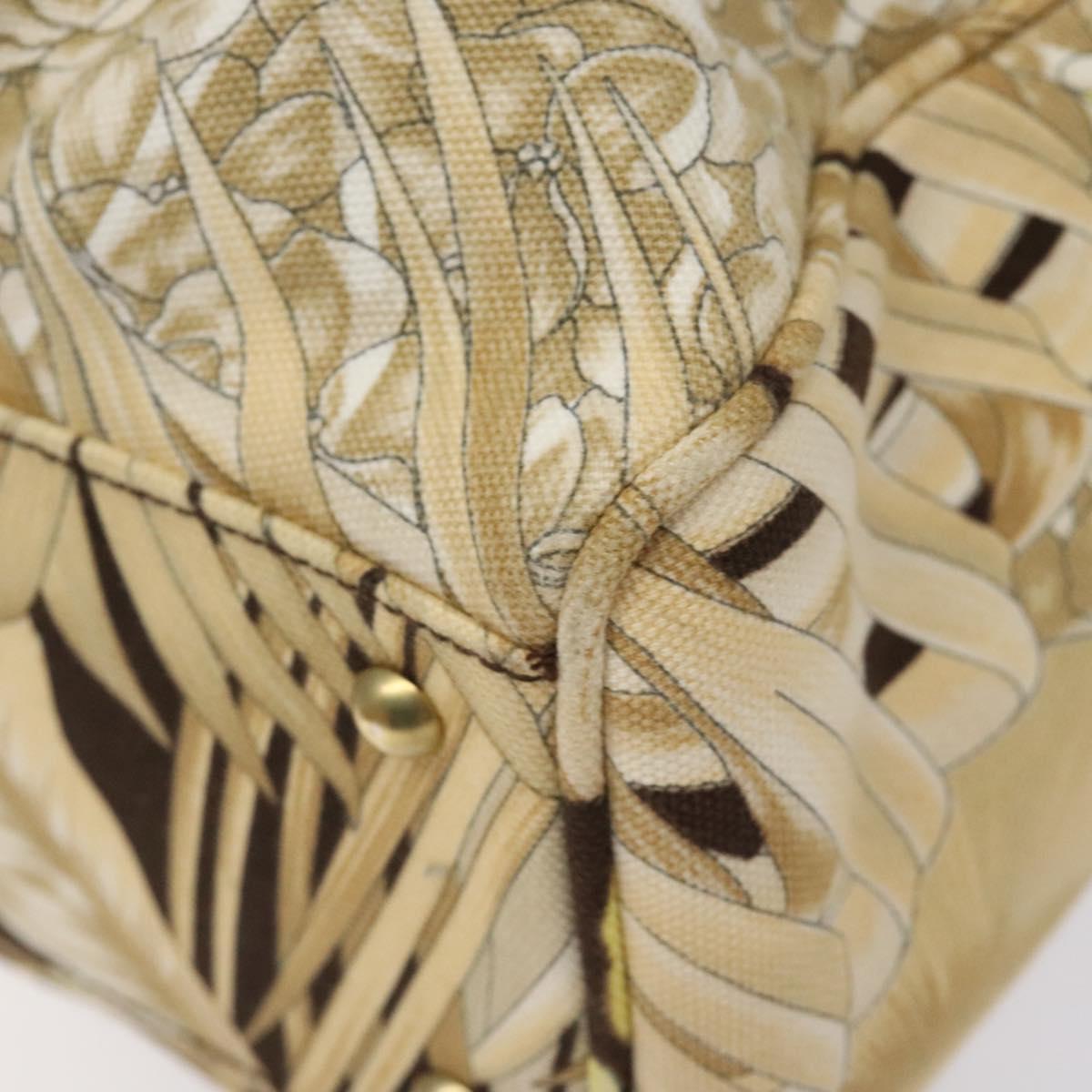 Salvatore Ferragamo Gancini Shoulder Bag Canvas Beige Gold Auth 126999