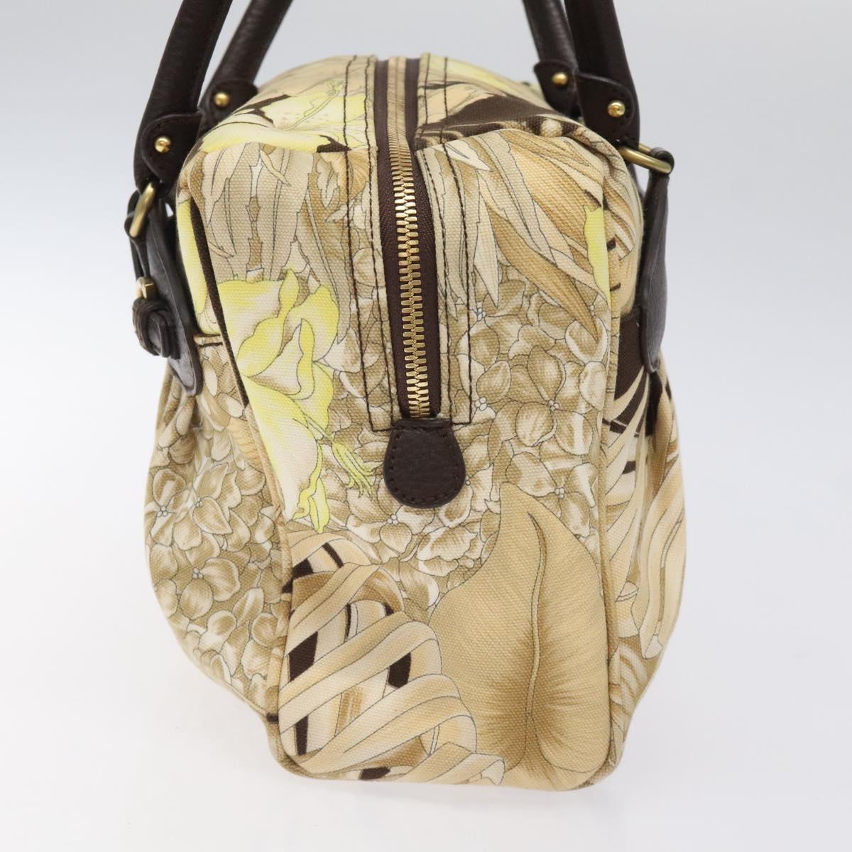 Salvatore Ferragamo Gancini Shoulder Bag Canvas Beige Gold Auth 126999