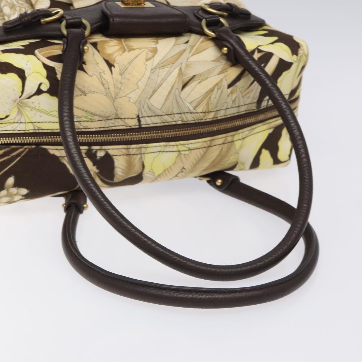 Salvatore Ferragamo Gancini Shoulder Bag Canvas Beige Gold Auth 126999