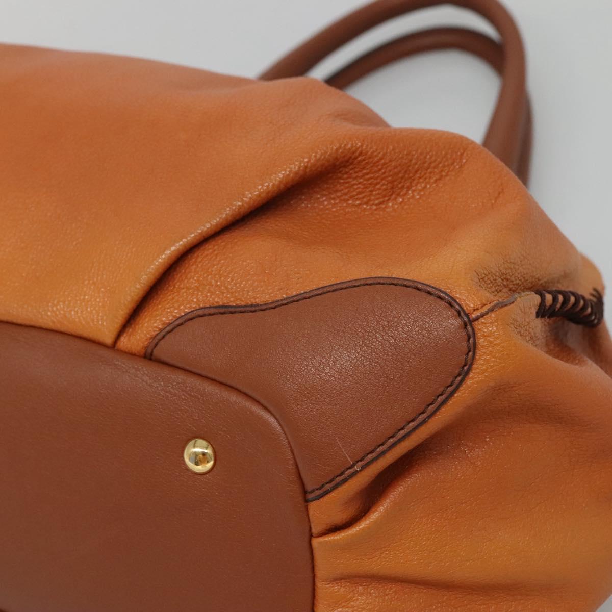 MCM Shoulder Bag Leather Brown Gold Auth 127023