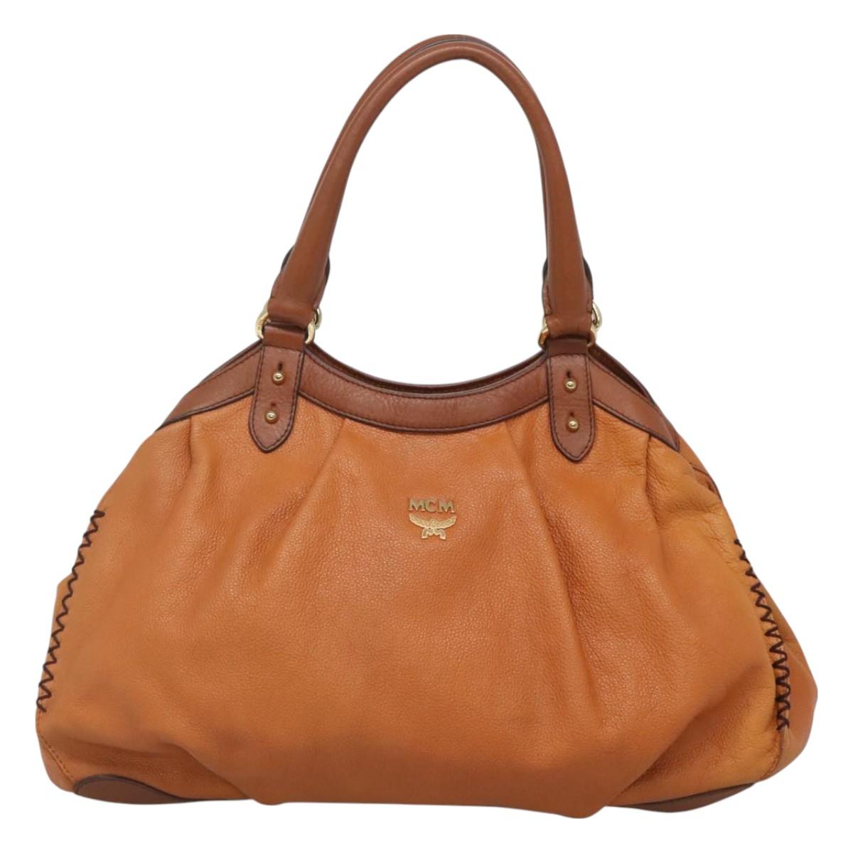 MCM Shoulder Bag Leather Brown Gold Auth 127023