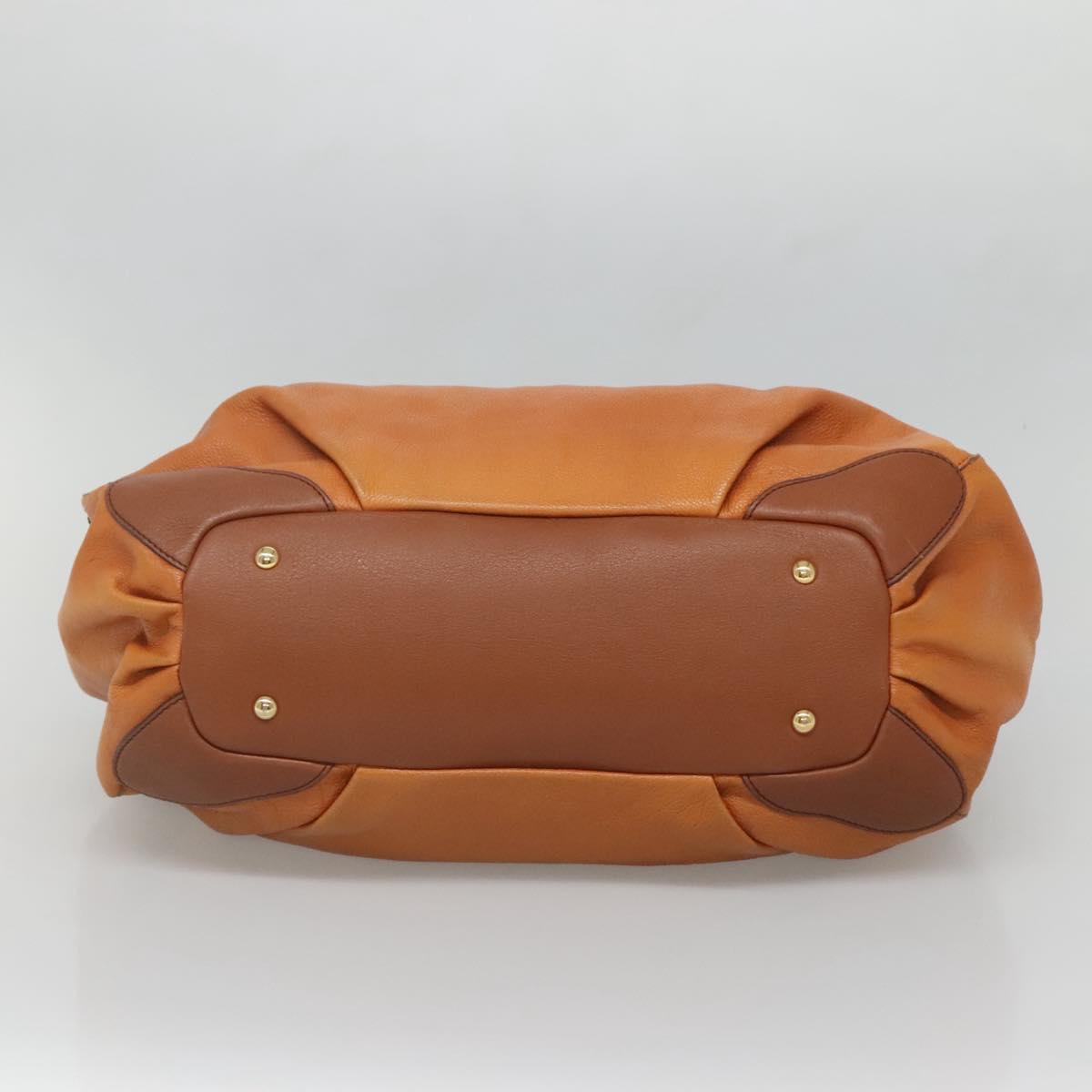 MCM Shoulder Bag Leather Brown Gold Auth 127023