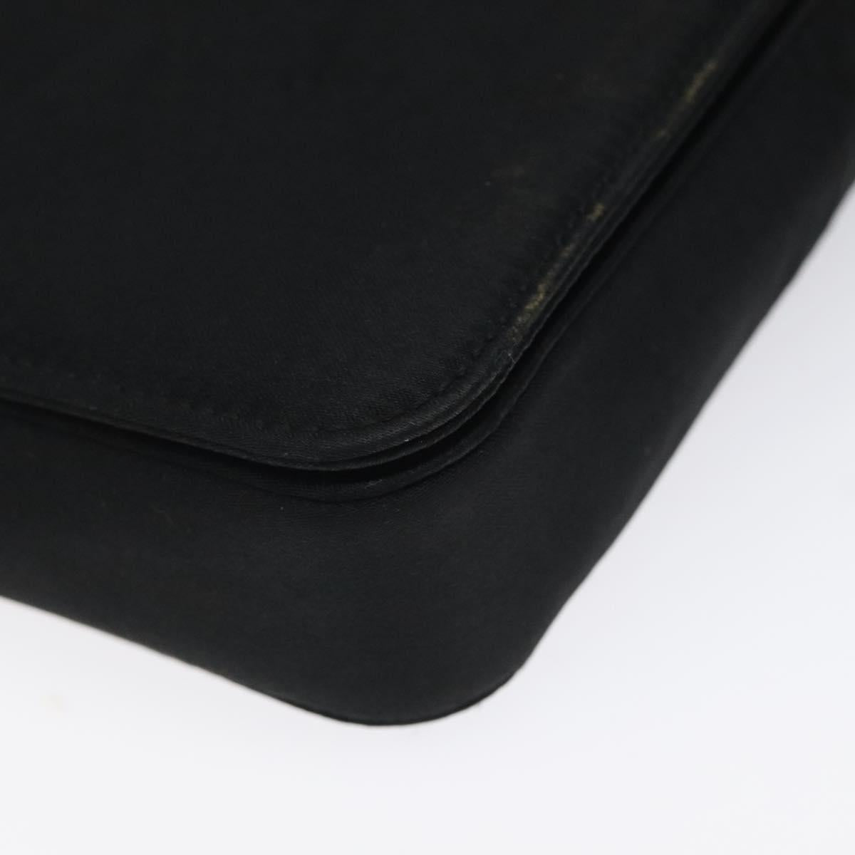 GUCCI Accessory Pouch Satin Black Silver Auth 127027