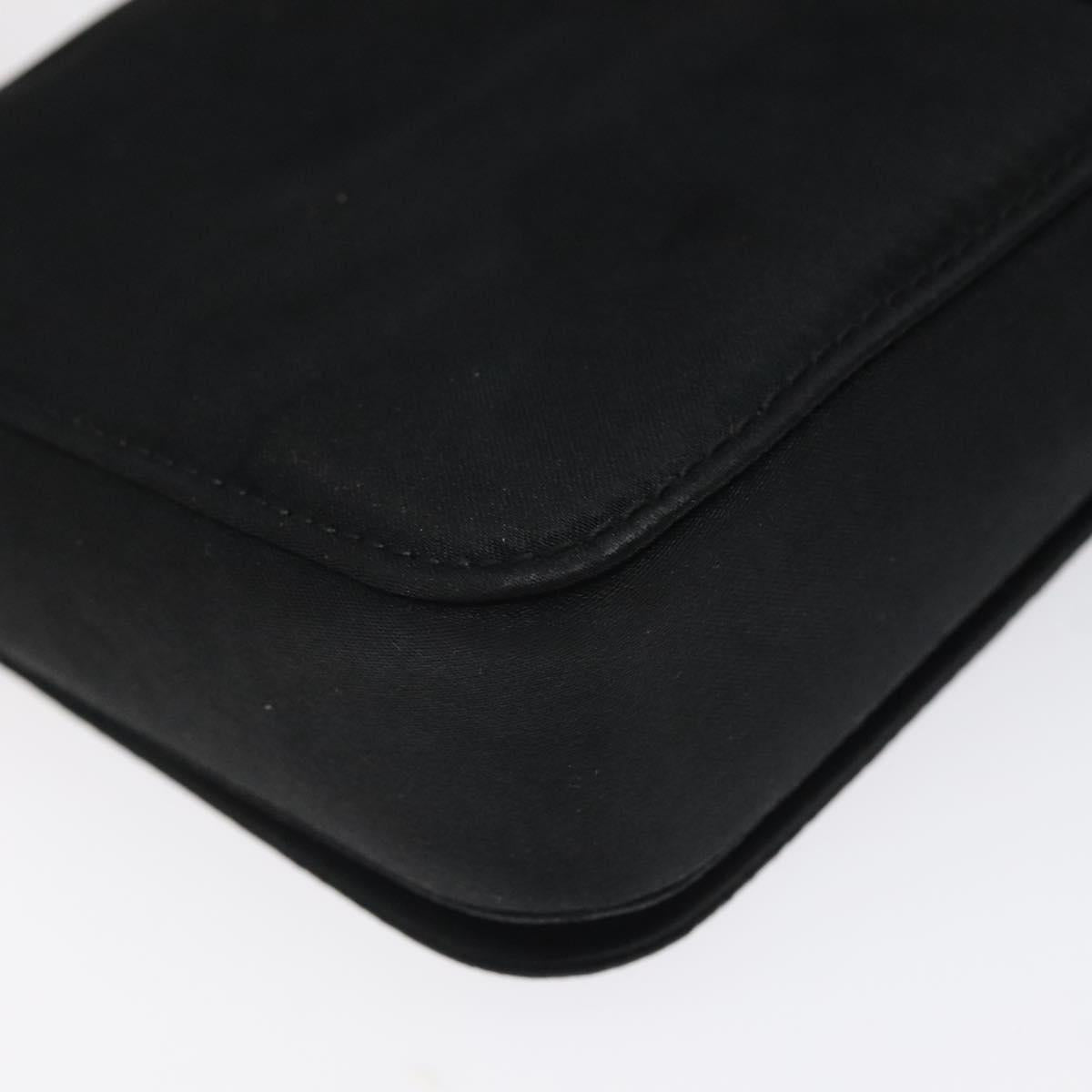GUCCI Accessory Pouch Satin Black Silver Auth 127027