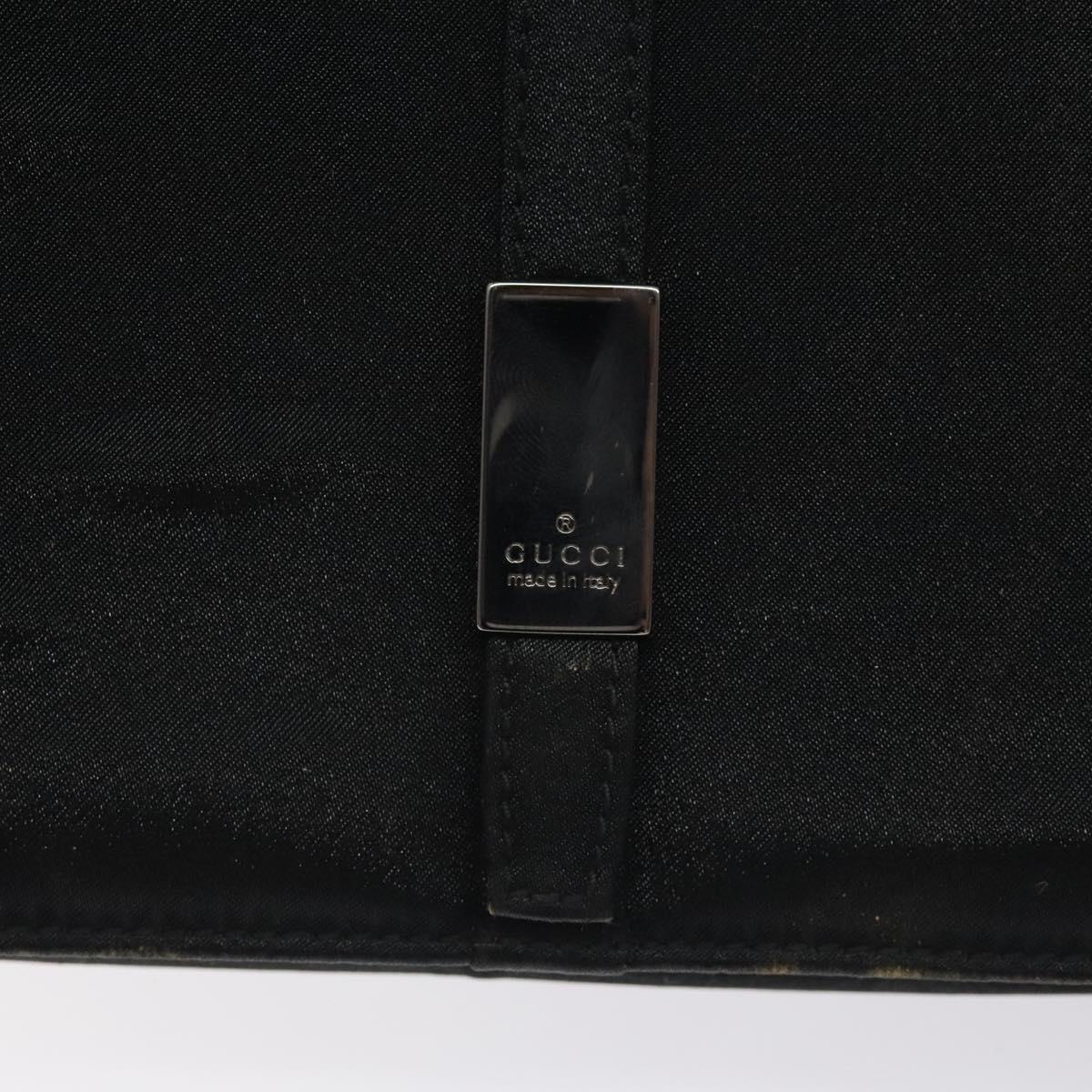 GUCCI Accessory Pouch Satin Black Silver Auth 127027