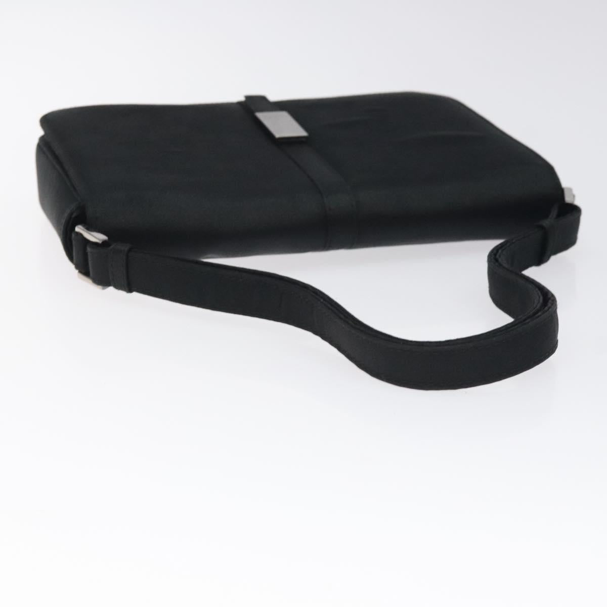 GUCCI Accessory Pouch Satin Black Silver Auth 127027