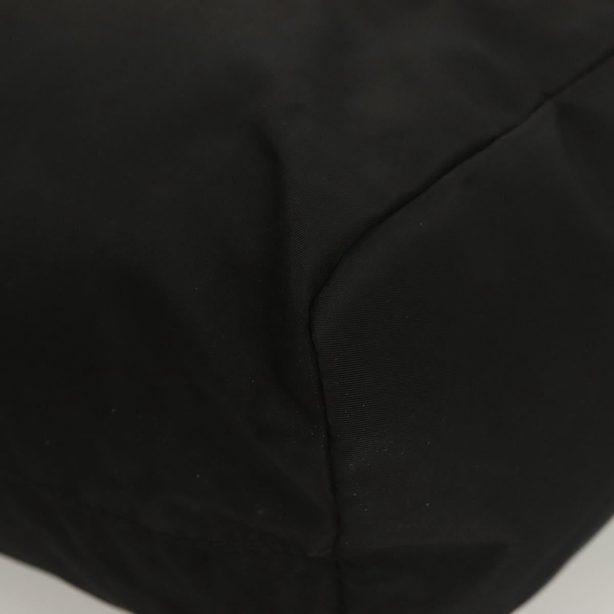 PRADA Chain Hand Bag Nylon Black Gold Auth 127043