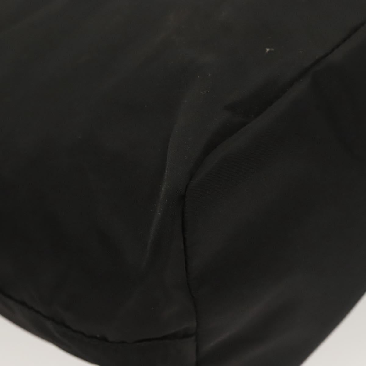 PRADA Chain Hand Bag Nylon Black Gold Auth 127043