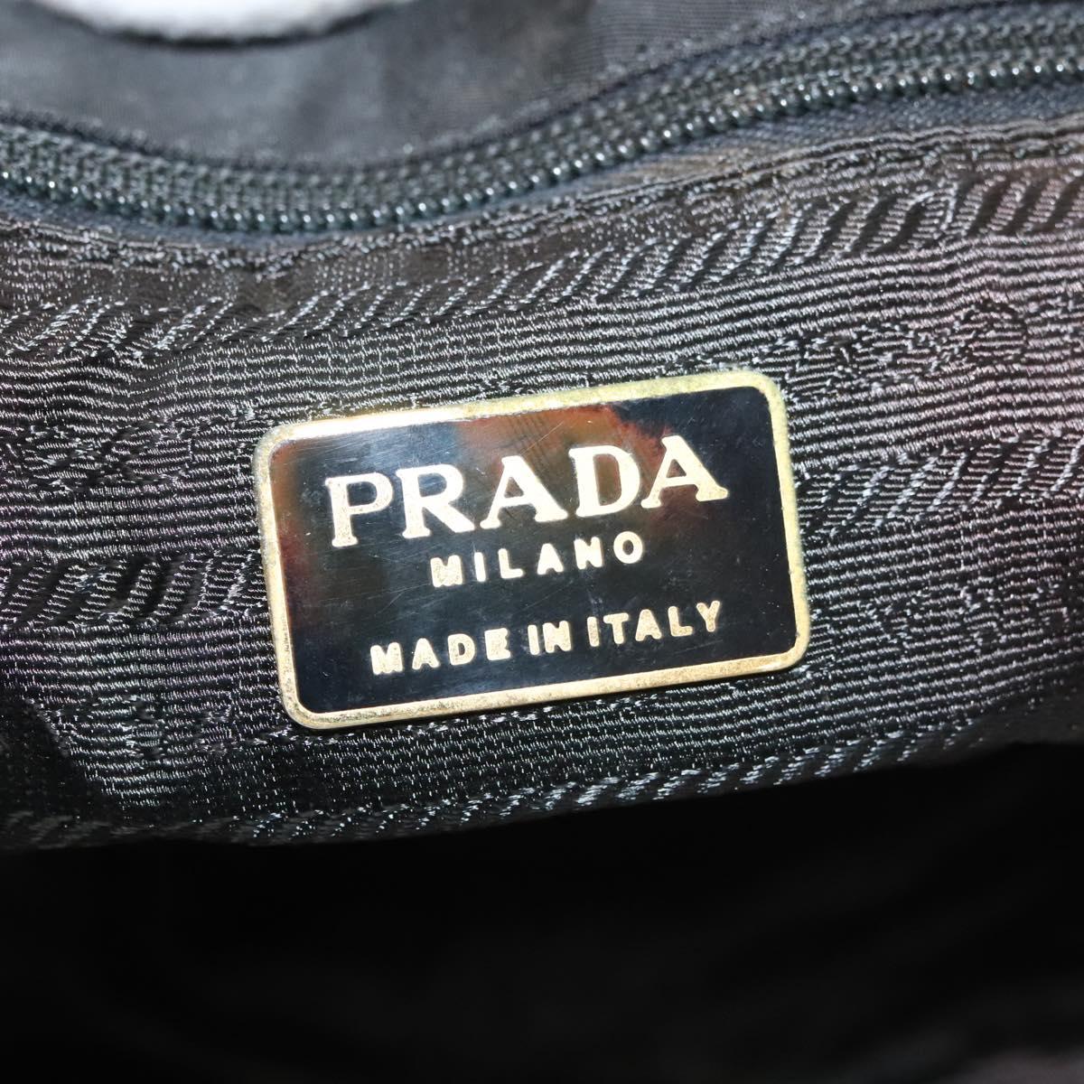 PRADA Chain Hand Bag Nylon Black Gold Auth 127043