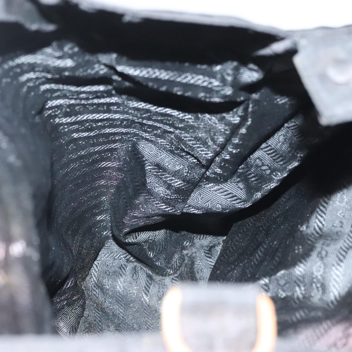 PRADA Chain Hand Bag Nylon Black Gold Auth 127043