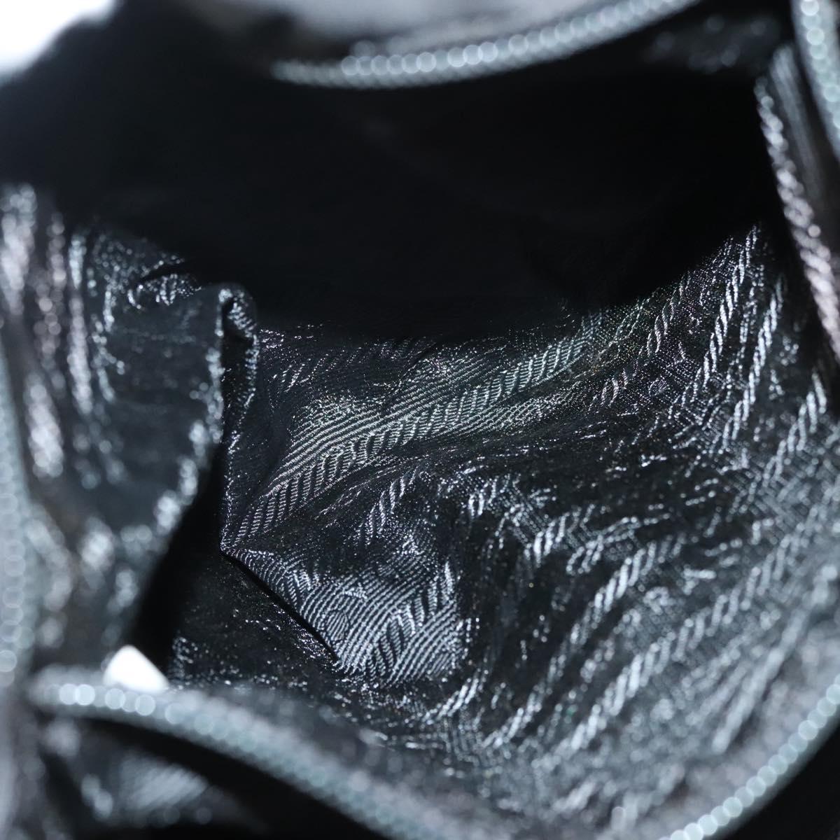 PRADA Chain Hand Bag Nylon Black Gold Auth 127043