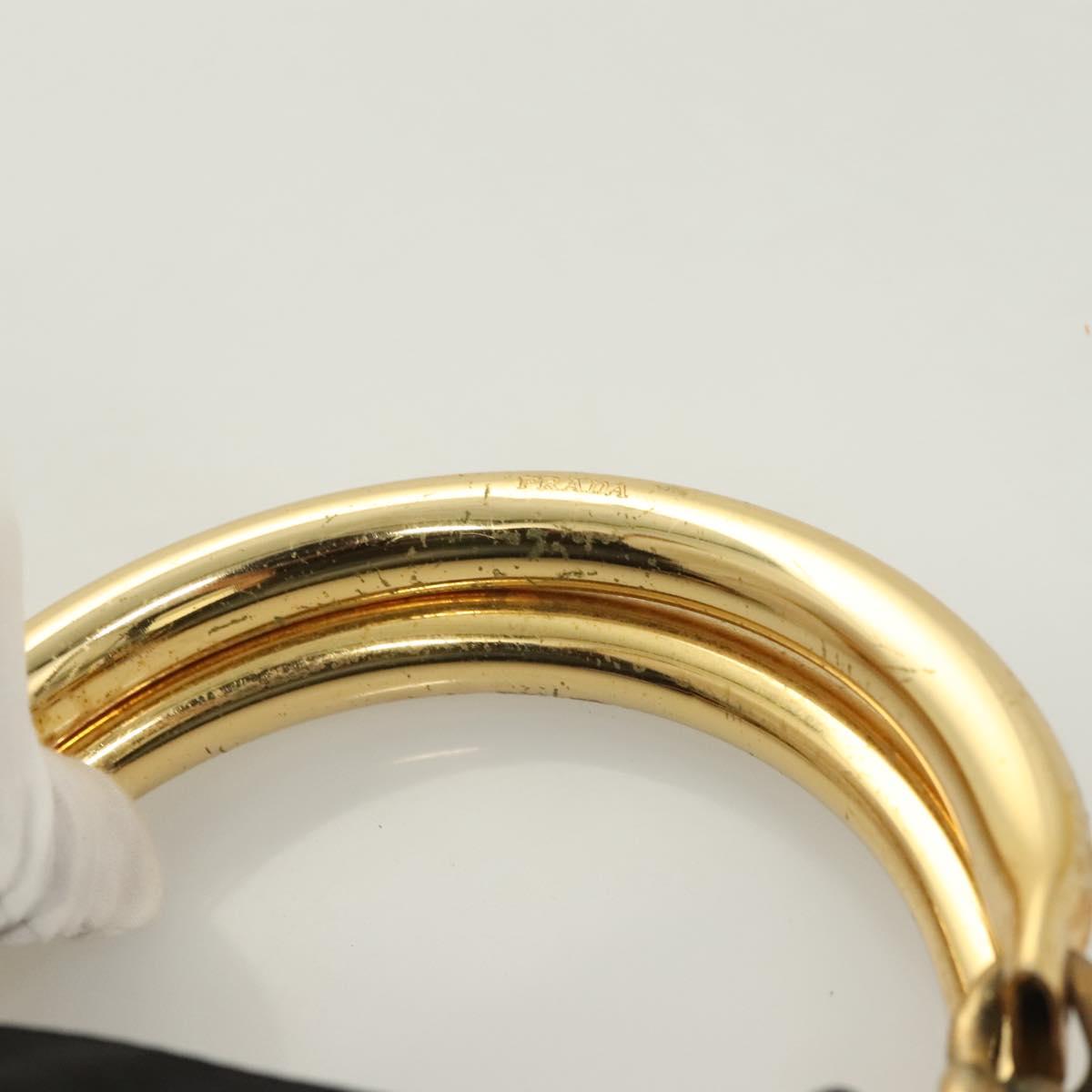 PRADA Chain Hand Bag Nylon Black Gold Auth 127043