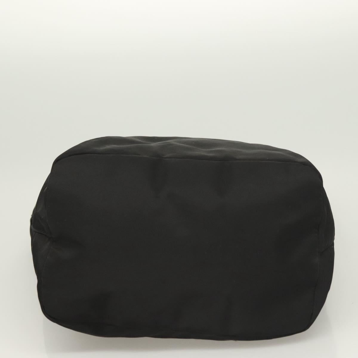 PRADA Chain Hand Bag Nylon Black Gold Auth 127043