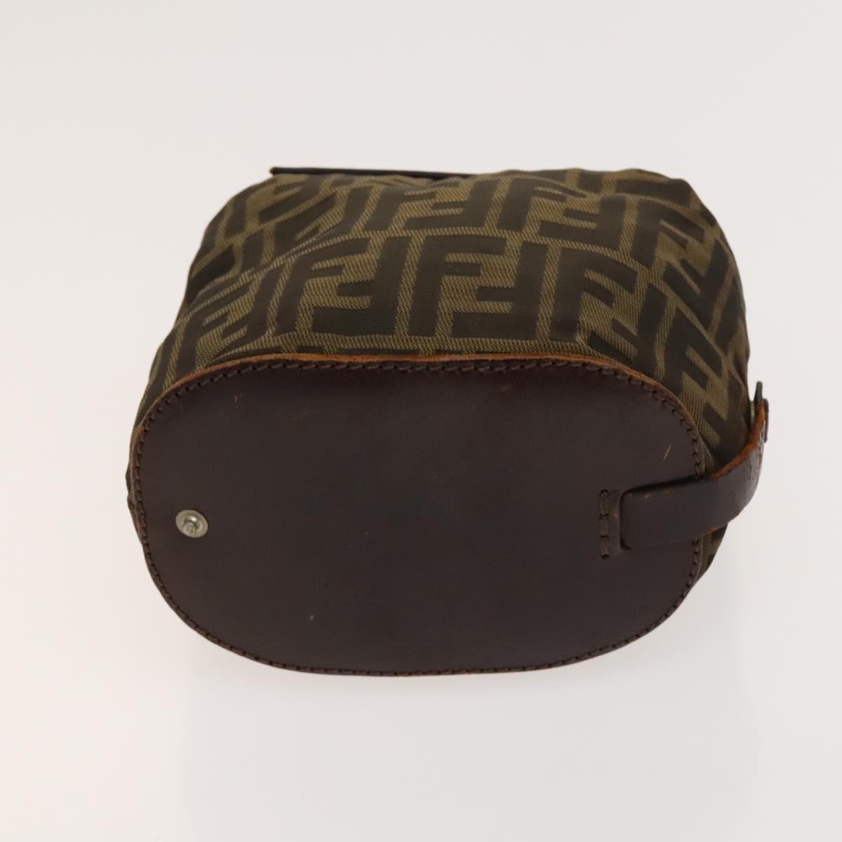 FENDI Zucchino Canvas Backpack Bag Enamel 2Set Brown Auth 127047
