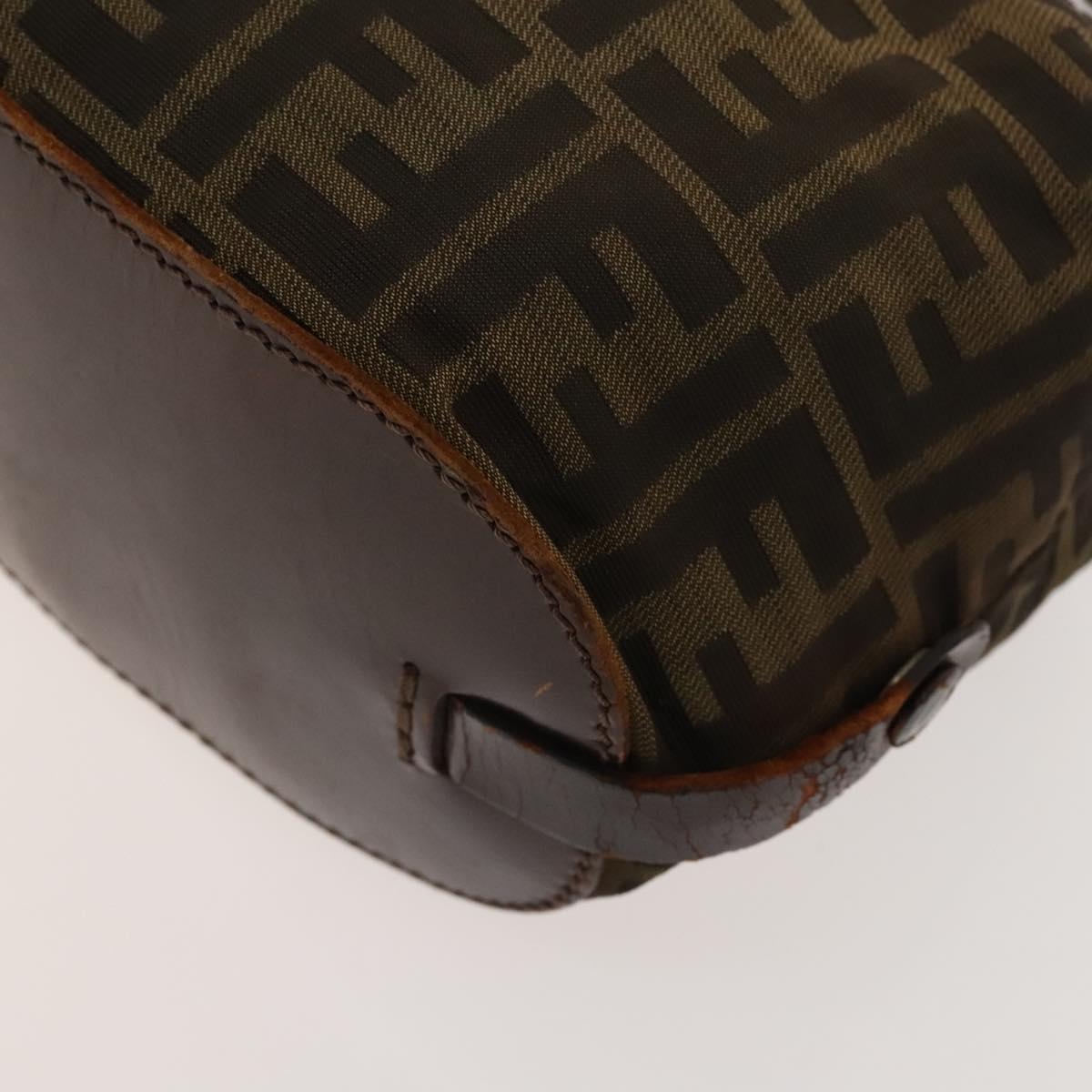 FENDI Zucchino Canvas Backpack Bag Enamel 2Set Brown Auth 127047