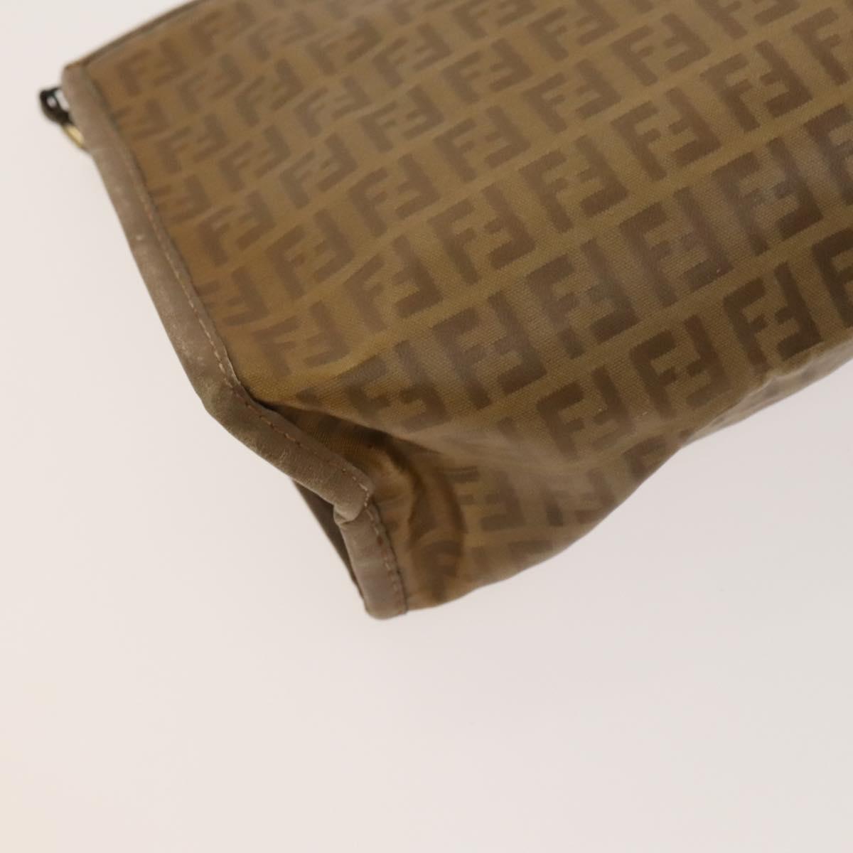 FENDI Zucchino Canvas Backpack Bag Enamel 2Set Brown Auth 127047