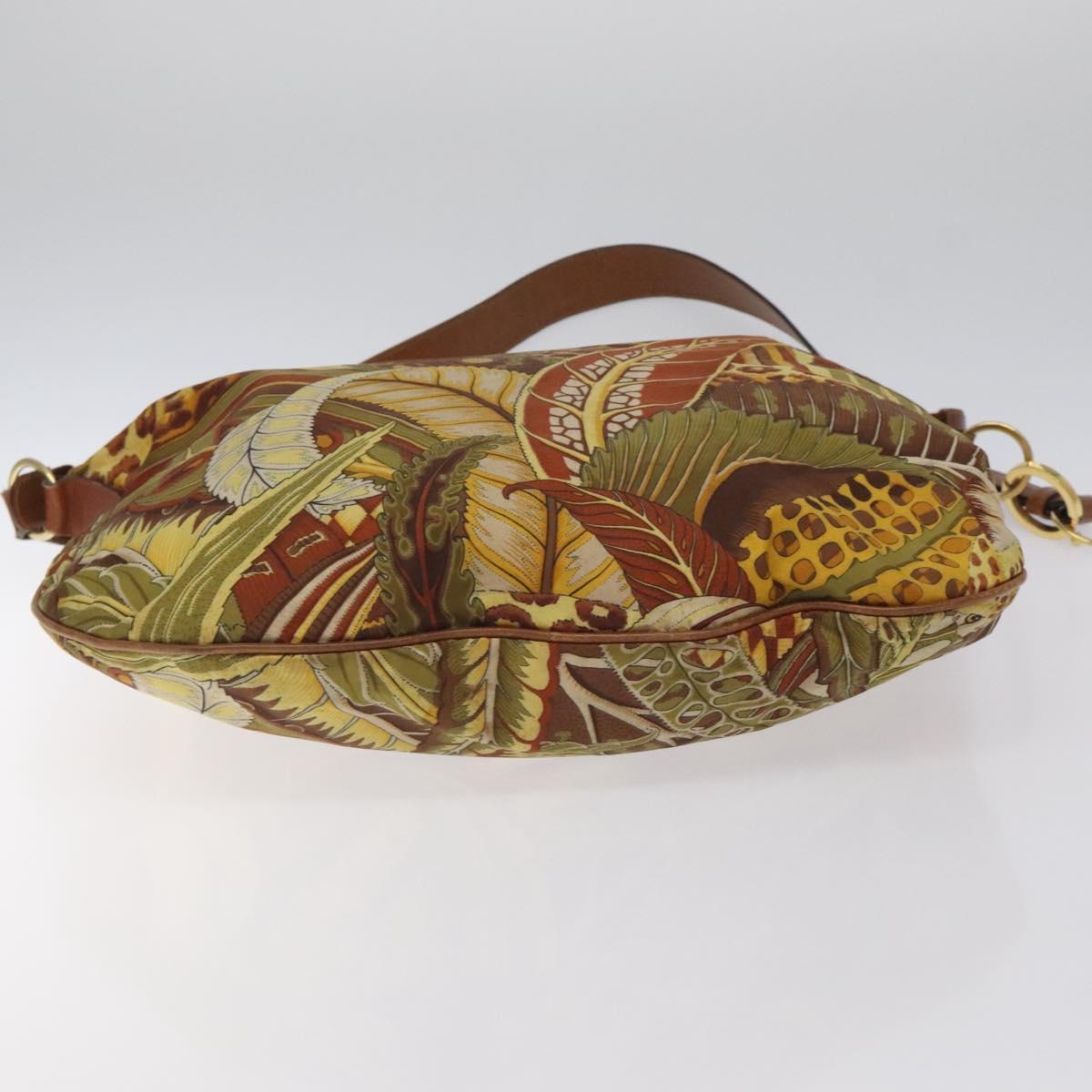 Salvatore Ferragamo Animal Shoulder Bag Canvas Brown Gold Auth 127061