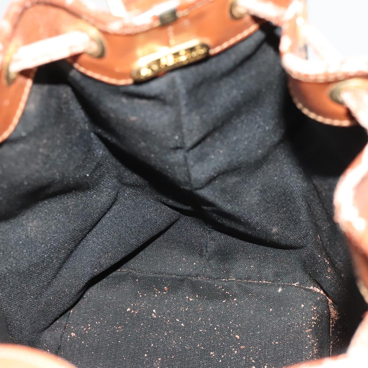 FENDI Pecan Canvas Shoulder Bag PVC Black Brown Auth 127073