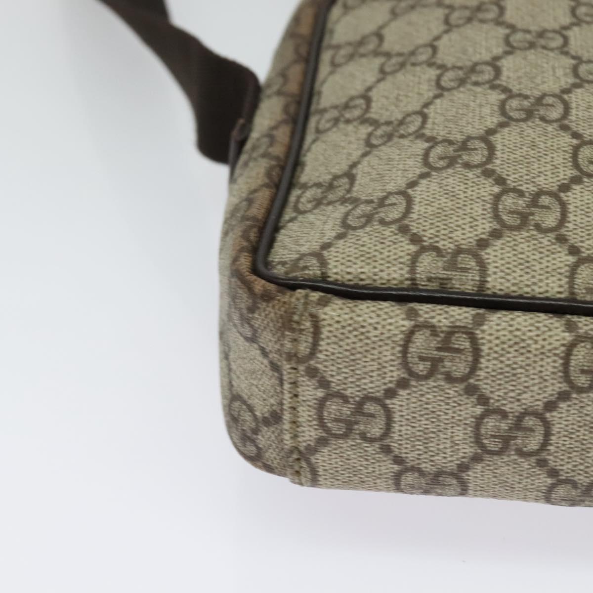 GUCCI GG Supreme Shoulder Bag PVC Beige Silver 122754 Auth 127080