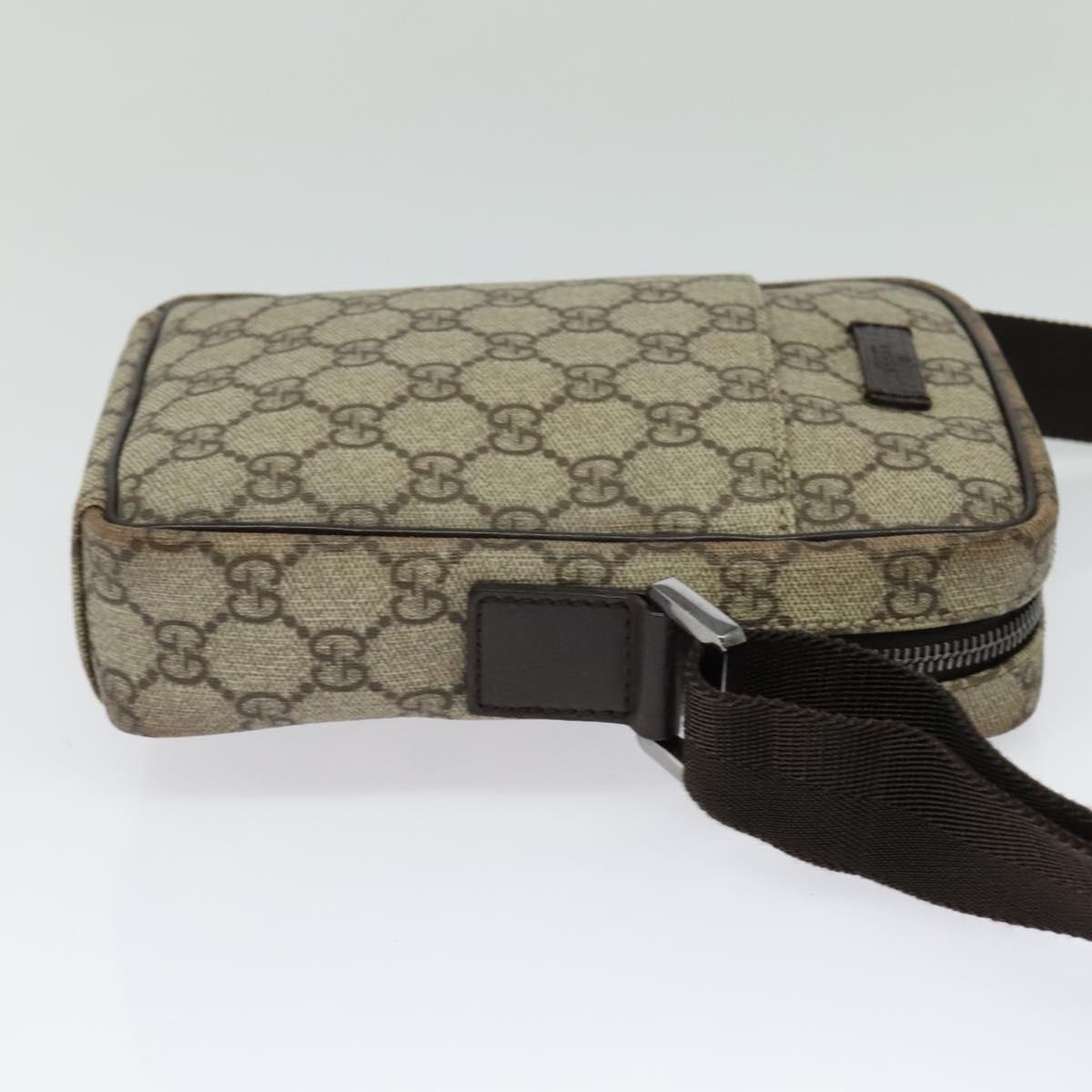 GUCCI GG Supreme Shoulder Bag PVC Beige Silver 122754 Auth 127080