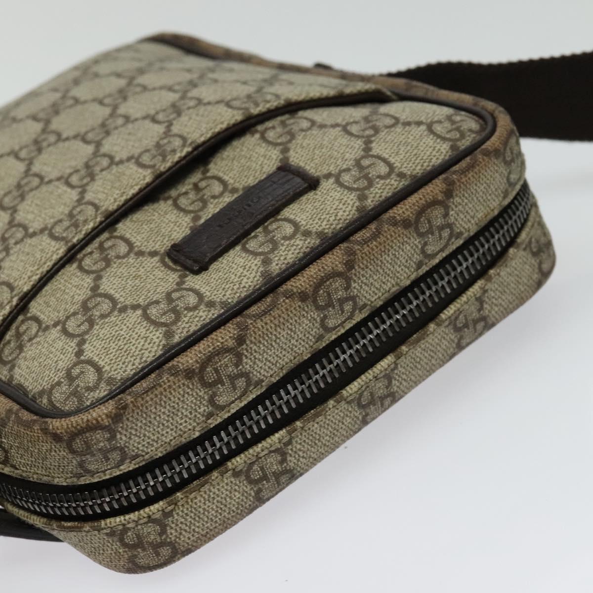GUCCI GG Supreme Shoulder Bag PVC Beige Silver 122754 Auth 127080