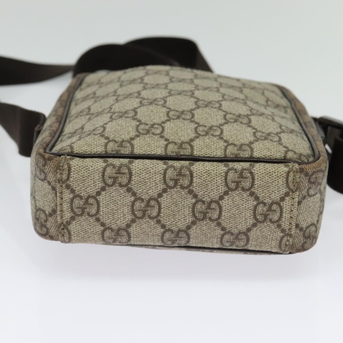 GUCCI GG Supreme Shoulder Bag PVC Beige Silver 122754 Auth 127080