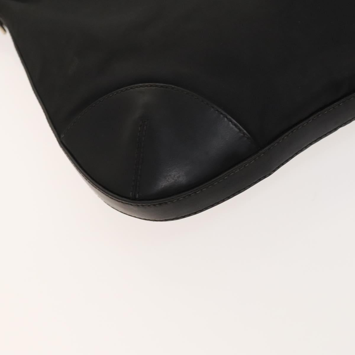 PRADA Shoulder Bag Nylon Black Silver Auth 127117