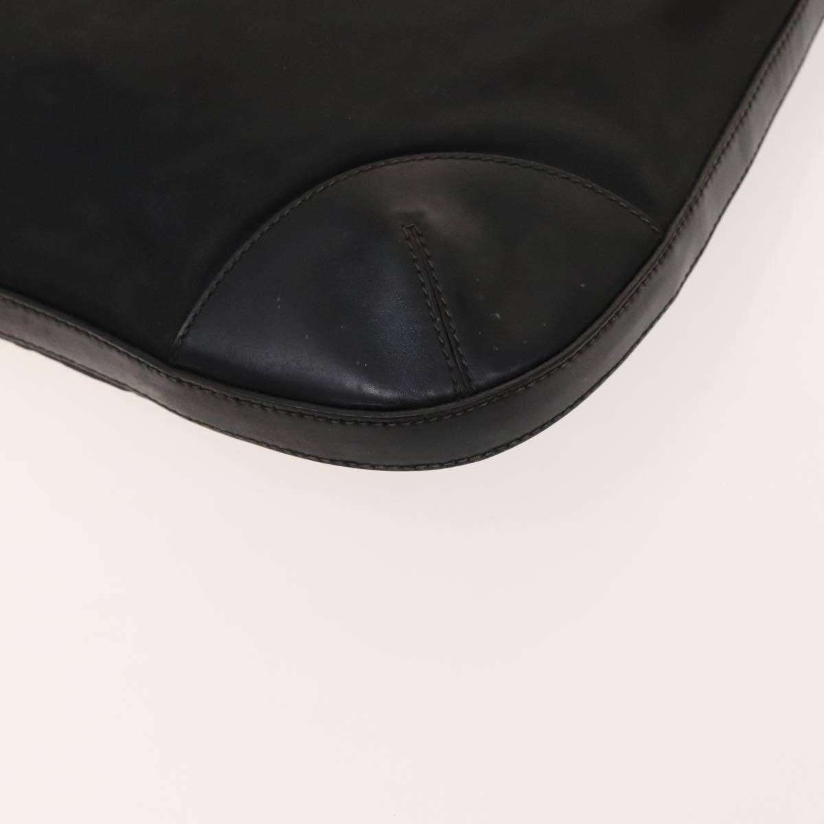 PRADA Shoulder Bag Nylon Black Silver Auth 127117