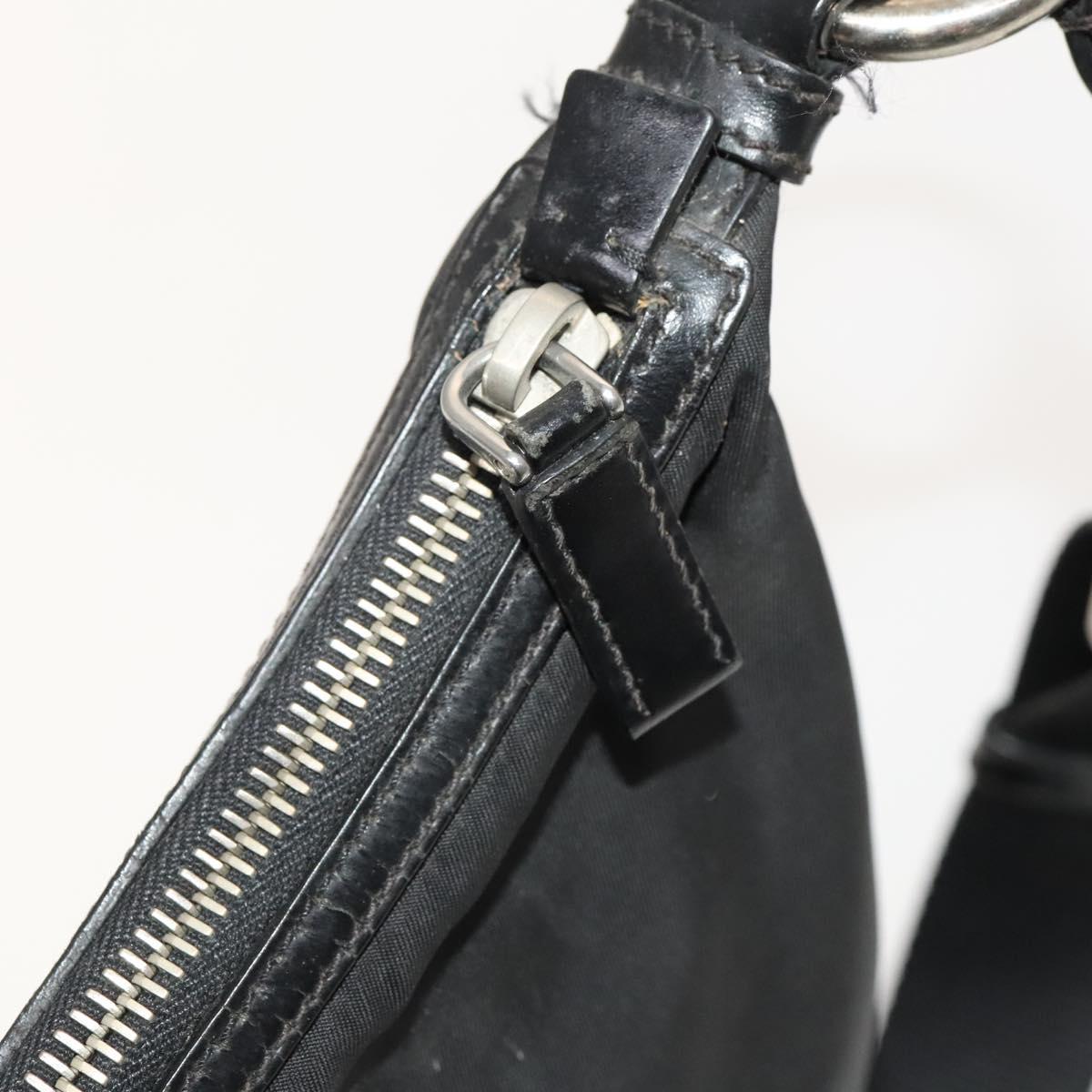 PRADA Shoulder Bag Nylon Black Silver Auth 127117