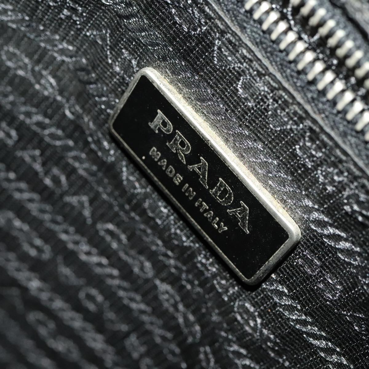 PRADA Shoulder Bag Nylon Black Silver Auth 127117