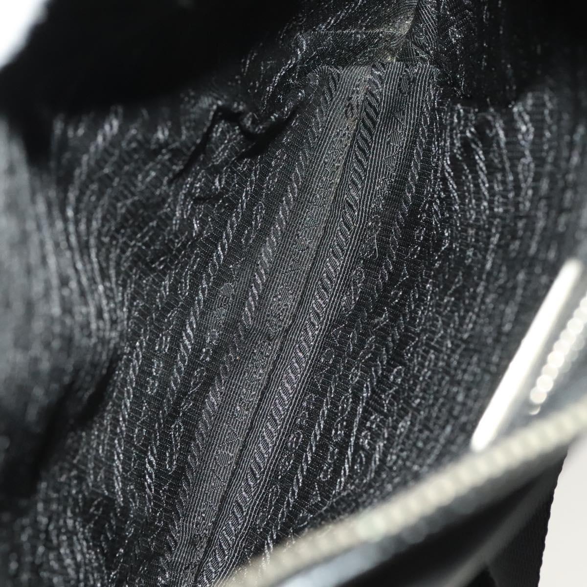 PRADA Shoulder Bag Nylon Black Silver Auth 127117