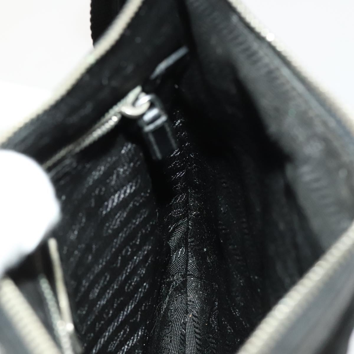 PRADA Shoulder Bag Nylon Black Silver Auth 127117
