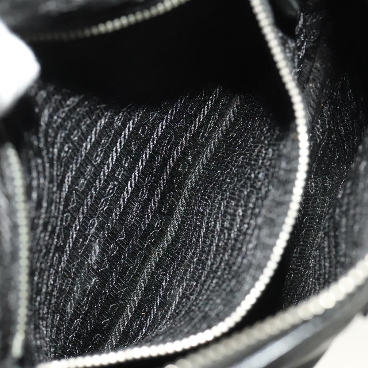 PRADA Shoulder Bag Nylon Black Silver Auth 127117
